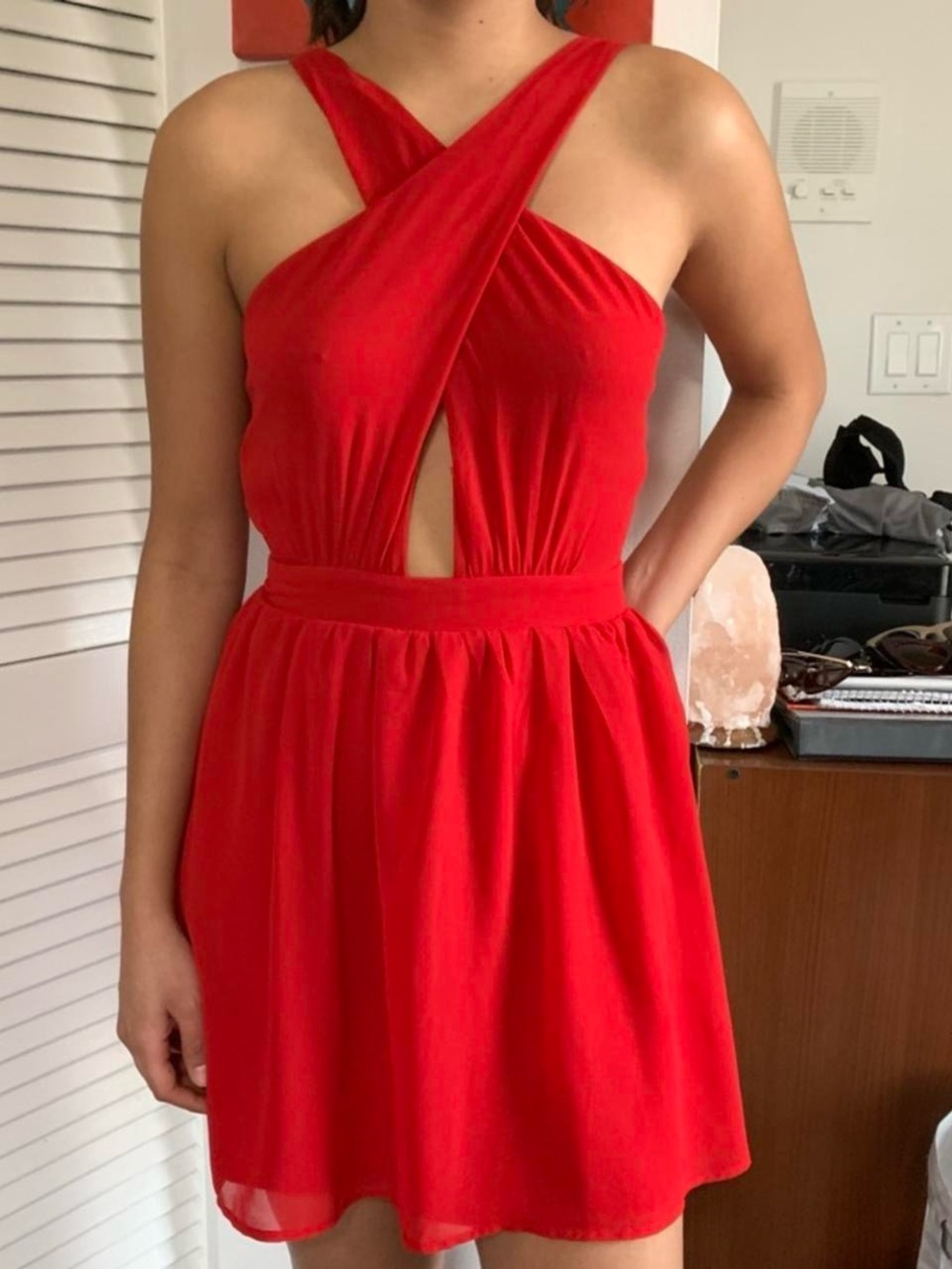 Forever 21 red halter mini dress
